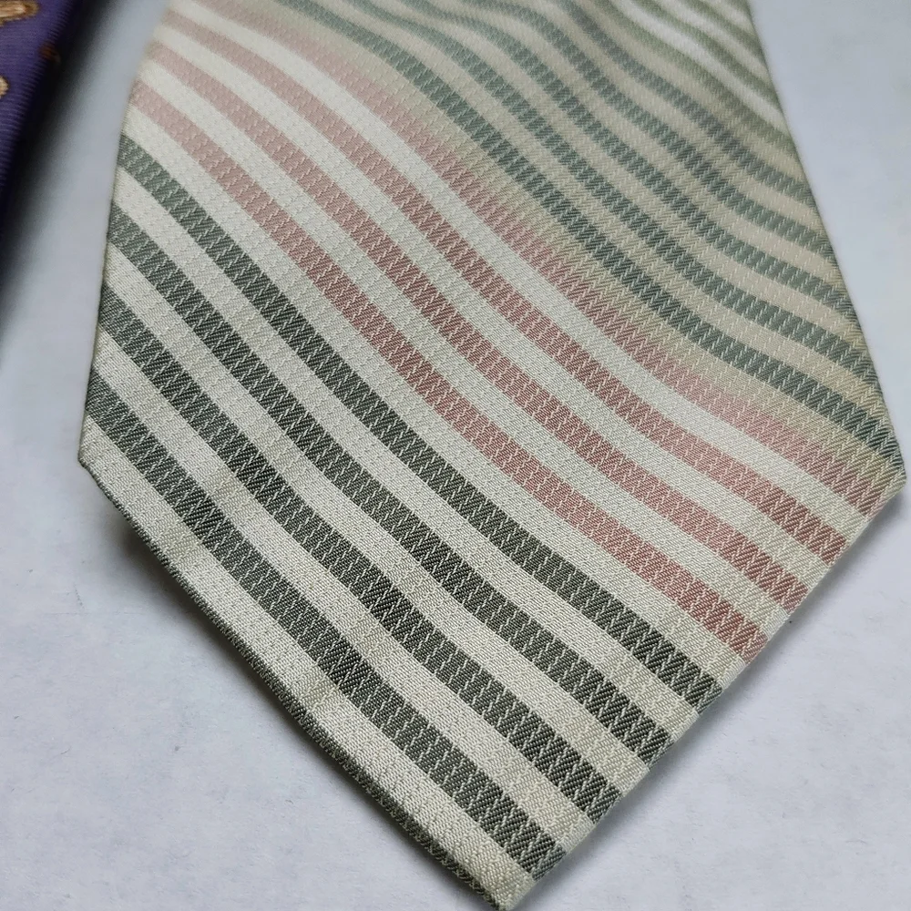 Paul Smith Set Of 2 Silk Men's Neckties Stripes And Paisley